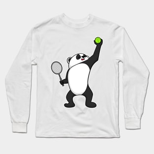 Panda at Tennis with Tennis racket Long Sleeve T-Shirt